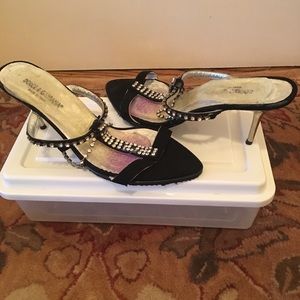 Dolce & Gabbana Black Suede & Rhinestone Sandal